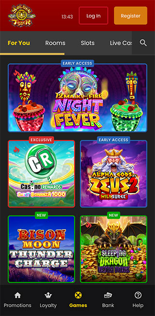 Golden Tiger Casino Mobila Lietotne