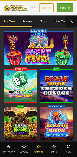 Grand Mondial Casino Mobila Lietotne